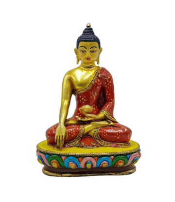 Picture of Shakyamuni Buddha, Buddhist Miniature Statue, Thangka Color Finishing, Face Painted , The Enlightened One and Teacher of Humanity