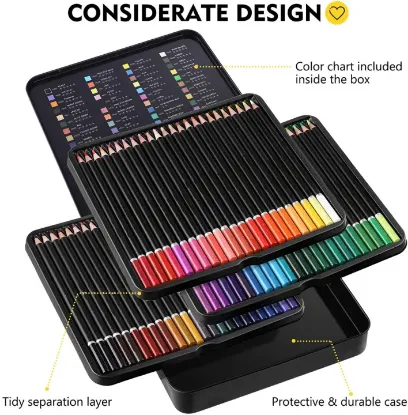 Picture of Sketcher Artists' Soft Core Color Pencils Set Of 72 Vibrant Shades, In Elegant Tin Box | Soft Core Colored Pencils