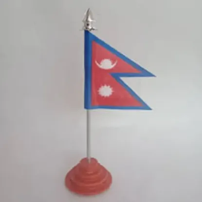 Picture of 1 Pcs 12.5/ 4.5 Cm Nepal Flag With Stand, Table Decor, Guest Room, Car, Office Decor