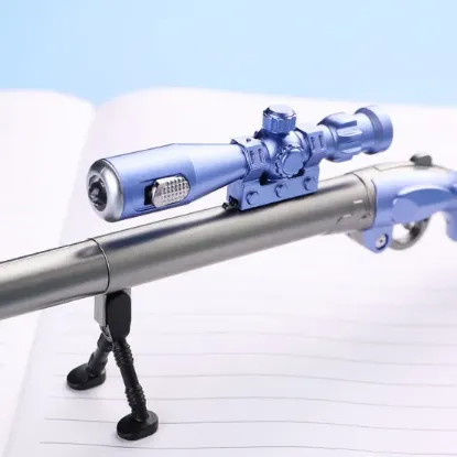 Picture of AK Store 9" Sniper Rifle Gun Shape Bullet Pen with Luminous LED Sniper Scope Kids Toy Birthday Gift Student Stationery Bullet Pen