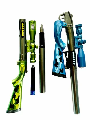 Picture of AK Store 9" Sniper Rifle Gun Shape Bullet Pen with Luminous LED Sniper Scope Kids Toy Birthday Gift Student Stationery Bullet Pen