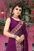 Picture of Printed Banarasi Lycra Blend, Chiffon Saree (Purple)