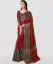 Picture of Striped, Woven, Embellished, Solid/Plain Kanjivaram Cotton Blend, Art Silk Saree (Red)