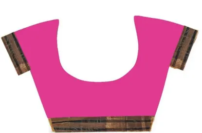 Picture of Striped, Woven, Embellished, Solid/Plain Banarasi Cotton Blend, Art Silk Saree (Pink)