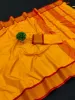 Picture of Printed Kanjivaram Silk Blend, Cotton Silk Saree (Yellow)