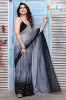 Picture of Embellished, Ombre, Solid/Plain Bollywood Satin Saree (Grey, Black)