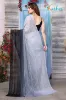 Picture of Embellished, Ombre, Solid/Plain Bollywood Satin Saree (Grey, Black)