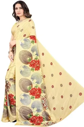 Picture of Printed Daily Wear Crepe Saree (Yellow)