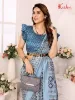 Picture of Paisley, Geometric Print Kasavu Silk Blend, Cotton Silk Saree (Light Blue, Grey)