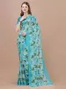 Picture of Floral Print, Printed Daily Wear Georgette Saree (Dark Green)