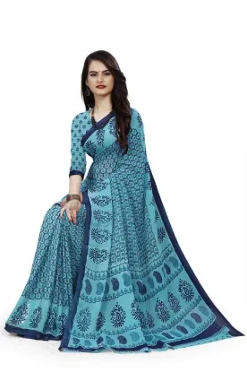 Picture of Printed Daily Wear Georgette Saree blue