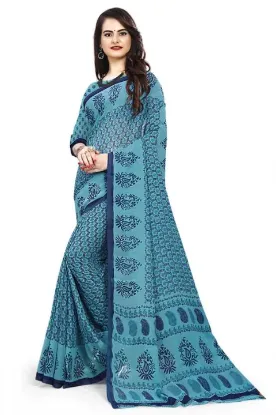 Picture of Printed Daily Wear Georgette Saree blue