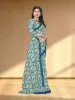 Picture of Floral Print Daily Wear Georgette Saree (Green)