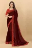 Picture of Printed Daily Wear Lycra Blend Saree (Brown)