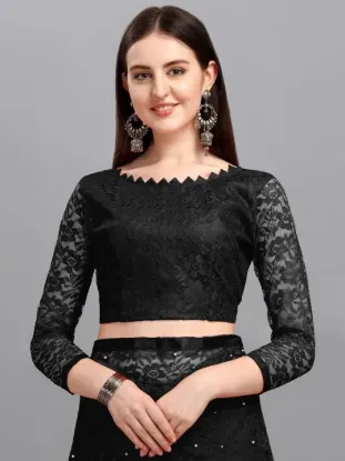 Picture of Self Design Bollywood Net Saree (Black)